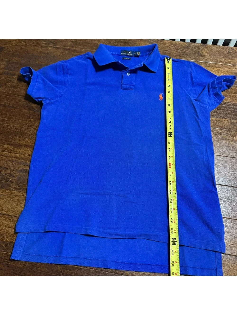 Ralph Lauren Custom Fit Polo shirt Blue Pony Size M (L)  Cotton Preppy